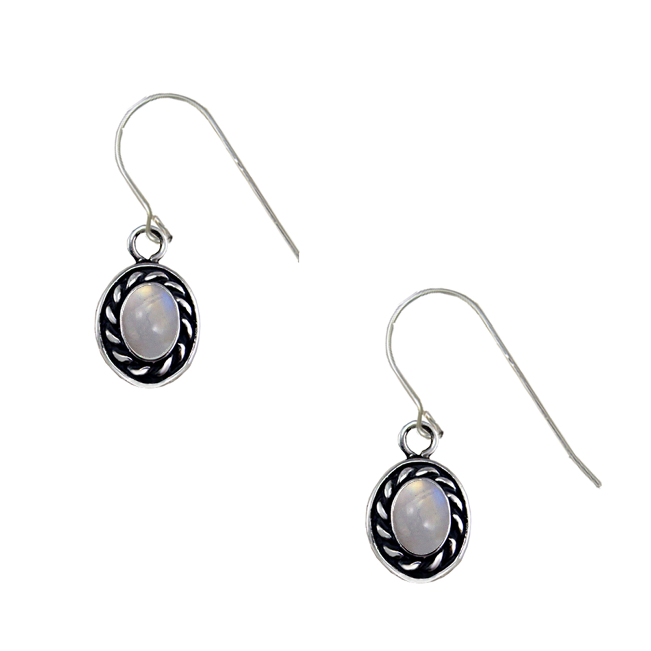 Sterling Silver Little Rainbow Moonstone Gemstone Drop Dangle Earrings